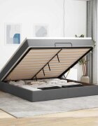 vidaXL Османска легло с матрак тъмносиво 160x200 см плат