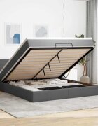 vidaXL Османска легло с матрак тъмносиво 160x200 см плат