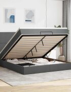 vidaXL Османска легло с матрак тъмносиво 160x200 см плат