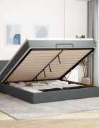 vidaXL Османска легло с матрак тъмносиво 180x200 см плат