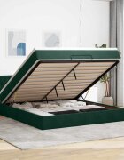 vidaXL Османска легло с матрак тъмнозелено 160x200 см кадифе