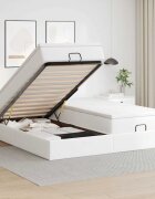 vidaXL Османска легло с матраци бяло 180x200 см изкуствена кожа