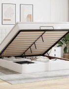 vidaXL Османска легло с матраци бяло 200x200 см изкуствена кожа