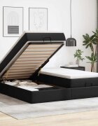 vidaXL Османска легло с матраци черно 160x200 см изкуствена кожа