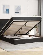 vidaXL Османска легло с матраци черно 160x200 см кадифе