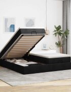 vidaXL Османска легло с матраци черно 160x200 см плат