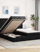 vidaXL Османска легло с матраци черно 200x200 см плат