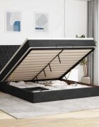 vidaXL Османска легло с матраци и LED черно 180x200 см кадифе
