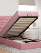 vidaXL Османска легло с матраци и LED розово 80x200 см кадифе