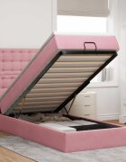 vidaXL Османска легло с матраци и LED розово 90x190 см кадифе