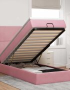 vidaXL Османска легло с матраци и LED розово 90x200 см кадифе