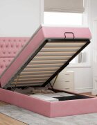 vidaXL Османска легло с матраци и LED розово 90x200 см кадифе