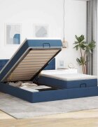 vidaXL Османска легло с матраци и LED синьо 180x200 см плат