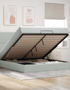 vidaXL Османска легло с матраци и LED светлосиво 180x200 см кадифе