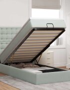 vidaXL Османска легло с матраци и LED светлосиво 80x200 см кадифе