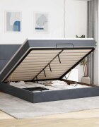 vidaXL Османска легло с матраци и LED тъмносиво 180x200 см кадифе