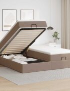 vidaXL Османска легло с матраци капучино 200x200 см изкуствена кожа