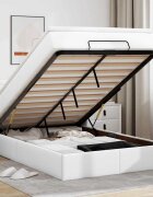 vidaXL Османска легло с матраци&LED бяло 120x190 см изкуствена кожа