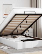 vidaXL Османска легло с матраци&LED бяло 120x200 см изкуствена кожа