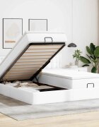 vidaXL Османска легло с матраци&LED бяло 160x200 см изкуствена кожа