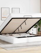 vidaXL Османска легло с матраци&LED бяло 180x200 см изкуствена кожа