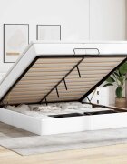 vidaXL Османска легло с матраци&LED бяло 200x200 см изкуствена кожа