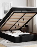 vidaXL Османска легло с матраци&LED черно 120x190см изкуствена кожа