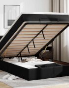 vidaXL Османска легло с матраци&LED черно 120x200см изкуствена кожа