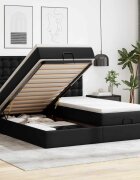 vidaXL Османска легло с матраци&LED черно 180x200см изкуствена кожа