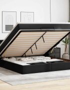 vidaXL Османска легло с матраци&LED черно 180x200см изкуствена кожа