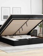 vidaXL Османска легло с матраци&LED черно 200x200см изкуствена кожа