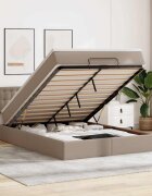 vidaXL Османска легло с матраци&LED капучино 140x200см изкуствена кожа