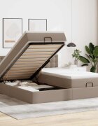 vidaXL Османска легло с матраци&LED капучино 180x200см изкуствена кожа