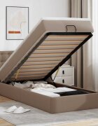 vidaXL Османска легло с матраци&LED капучино 90x190см изкуствена кожа