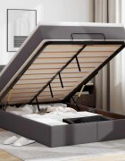 vidaXL Османска легло с матраци&LED сиво 120x190 см изкуствена кожа