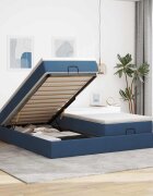 vidaXL Османска легло с матраци синьо 180x200 см плат