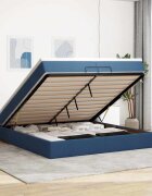 vidaXL Османска легло с матраци синьо 200x200 см плат