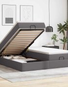 vidaXL Османска легло с матраци сиво 160x200 см изкуствена кожа