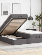 vidaXL Османска легло с матраци сиво 180x200 см изкуствена кожа
