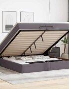 vidaXL Османска легло с матраци сиво 200x200 см изкуствена кожа