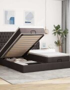 vidaXL Османска легло с матраци тъмнокафяво 160x200 см плат