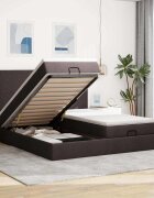 vidaXL Османска легло с матраци тъмнокафяво 160x200 см плат