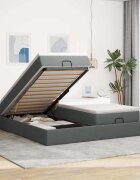 vidaXL Османска легло с матраци тъмнокафяво 160x200 см плат