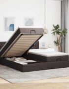 vidaXL Османска легло с матраци тъмнокафяво 180x200 см плат
