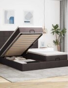vidaXL Османска легло с матраци тъмнокафяво 200x200 см плат