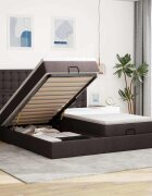 vidaXL Османска легло с матраци тъмнокафяво 200x200 см плат