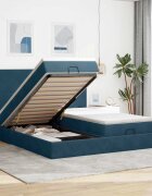 vidaXL Османска легло с матраци тъмносиньо 160x200 см кадифе