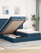 vidaXL Османска легло с матраци тъмносиньо 160x200 см кадифе