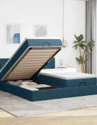 vidaXL Османска легло с матраци тъмносиньо 160x200 см кадифе
