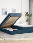 vidaXL Османска легло с матраци тъмносиньо 160x200 см кадифе